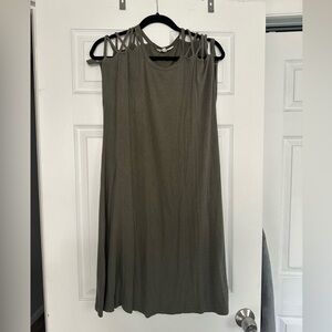 American Eagle olive t-shirt dress with lattice sleeve